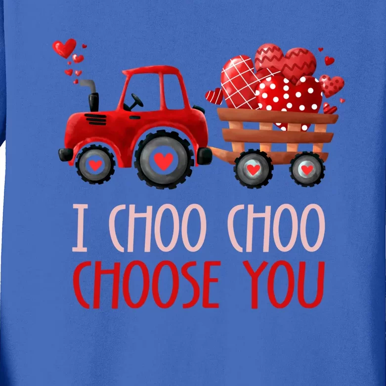 I Choo Choo Choose You Valentines Day Train With Red Hearts Gift Kids Long Sleeve Shirt