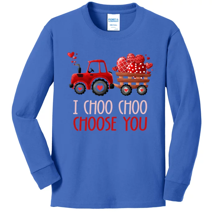 I Choo Choo Choose You Valentines Day Train With Red Hearts Gift Kids Long Sleeve Shirt