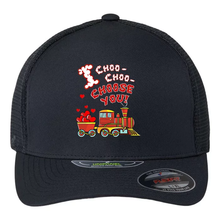 I Choo Choose You Funny Valentine Train Cute Gift Flexfit Unipanel Trucker Cap