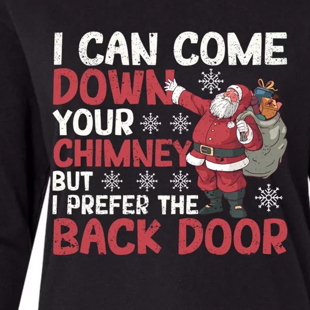 I Can Come Down Your Chimney Dirty Santa Claus Jokes Xmas Pj Cute Gift Womens Cotton Relaxed Long Sleeve T-Shirt