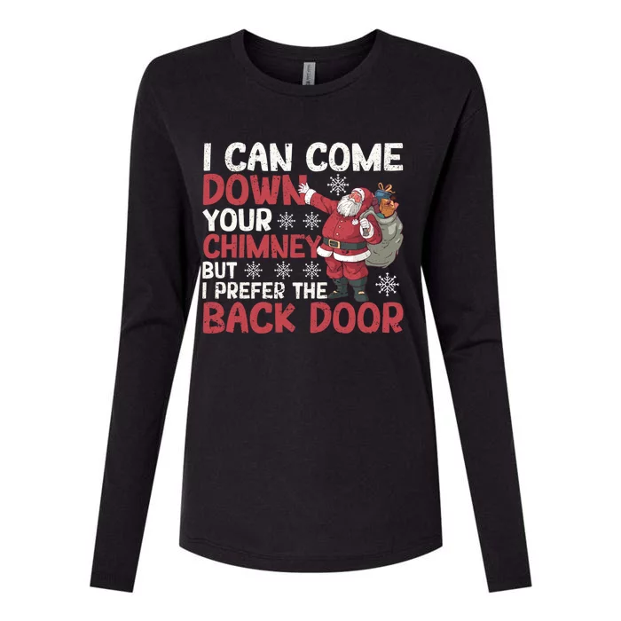 I Can Come Down Your Chimney Dirty Santa Claus Jokes Xmas Pj Cute Gift Womens Cotton Relaxed Long Sleeve T-Shirt