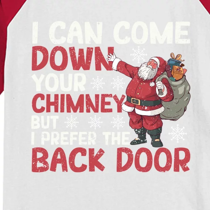 I Can Come Down Your Chimney Dirty Santa Claus Jokes Xmas Pj Cute Gift Kids Colorblock Raglan Jersey