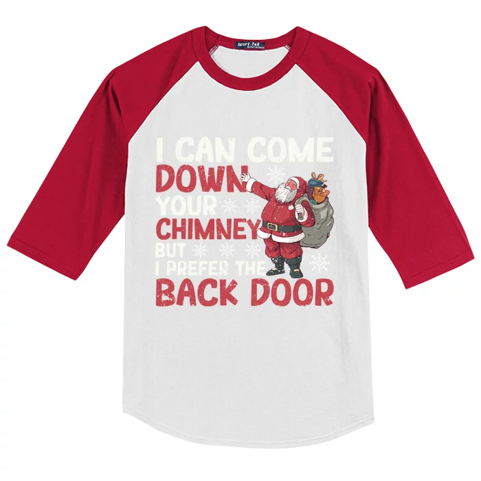 I Can Come Down Your Chimney Dirty Santa Claus Jokes Xmas Pj Cute Gift Kids Colorblock Raglan Jersey