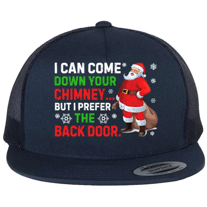 I Can Come Down Your Chimney Funny Santa Claus Christmas Gift Flat Bill Trucker Hat