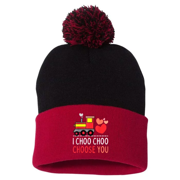 I Choo Choo Choose You Valentines Day Train Boy Pom Pom 12in Knit Beanie