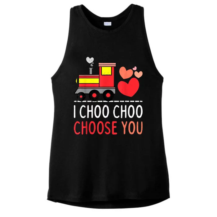 I Choo Choo Choose You Valentines Day Train Boy Ladies Tri-Blend Wicking Tank