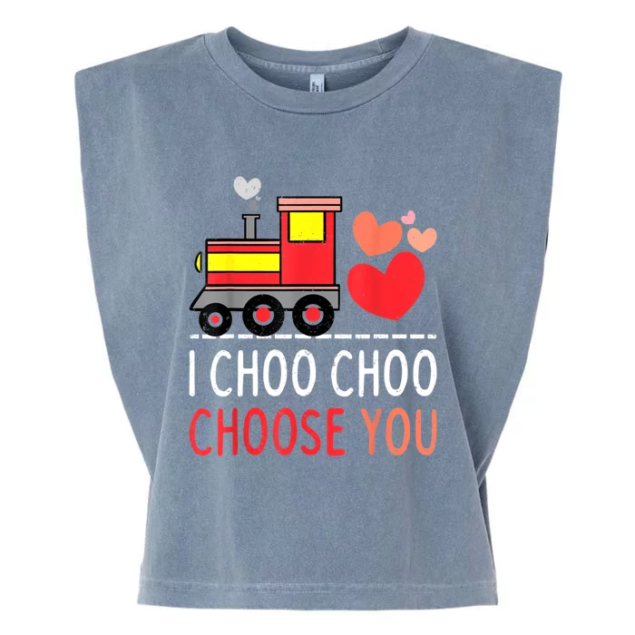 I Choo Choo Choose You Valentines Day Train Boy Garment-Dyed Women's Muscle Tee