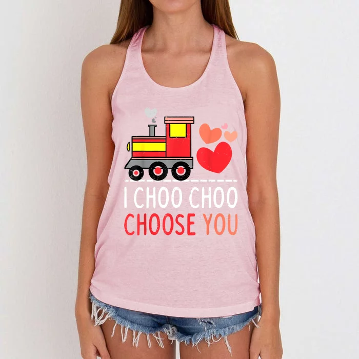 I Choo Choo Choose You Valentines Day Train Boy Women's Knotted Racerback Tank