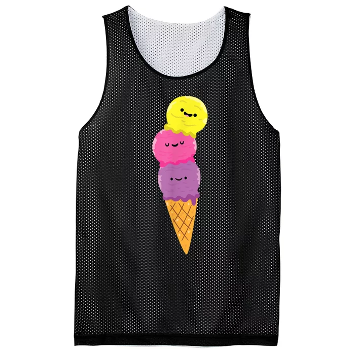 Ice Cream Cone Summer Ice Cream Cone Mesh Reversible Basketball Jersey Tank