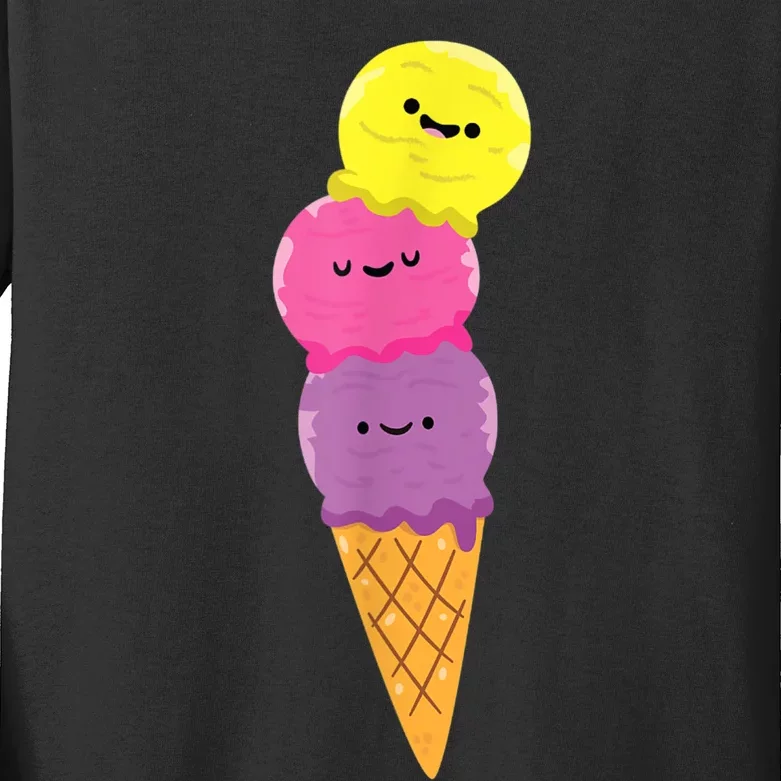 Ice Cream Cone Summer Ice Cream Cone Kids Long Sleeve Shirt