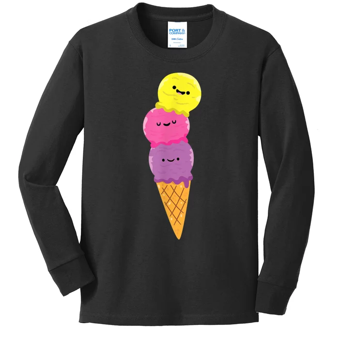 Ice Cream Cone Summer Ice Cream Cone Kids Long Sleeve Shirt