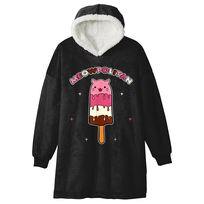 Ice Cream Cat Kitten Sweet Summer Refreshment Gift Hooded Wearable Blanket