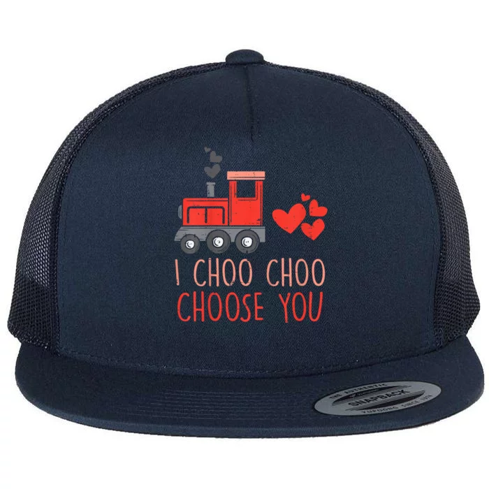 I Choo Choo Choose You Valentines Day Train Flat Bill Trucker Hat