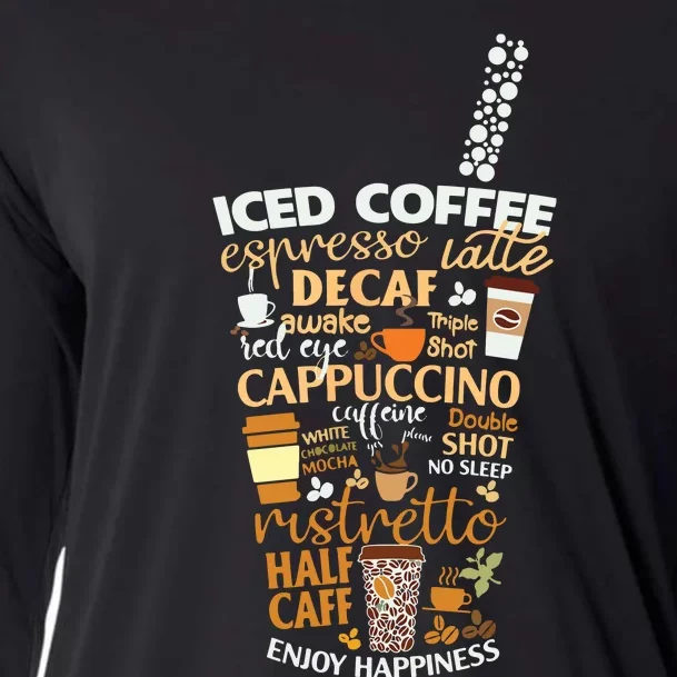 Iced Coffee Cup Coffee Lover But First Coffee Espresso Latte Cooling Performance Long Sleeve Crew