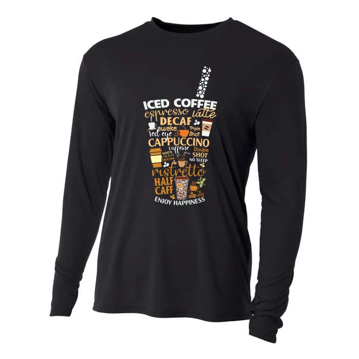 Iced Coffee Cup Coffee Lover But First Coffee Espresso Latte Cooling Performance Long Sleeve Crew