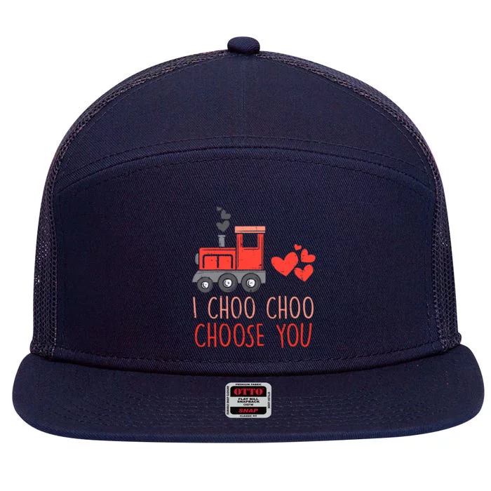 I Choo Choo Choose You Valentines Day Train Boy 7 Panel Mesh Trucker Snapback Hat