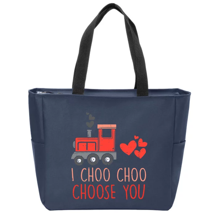 I Choo Choo Choose You Valentines Day Train Boy Zip Tote Bag