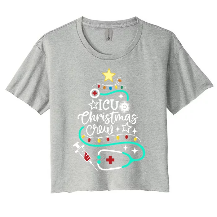 Icu Christmas Crew Intensive Care Unit Nurse Techs Secretary Cool Gift Women's Crop Top Tee