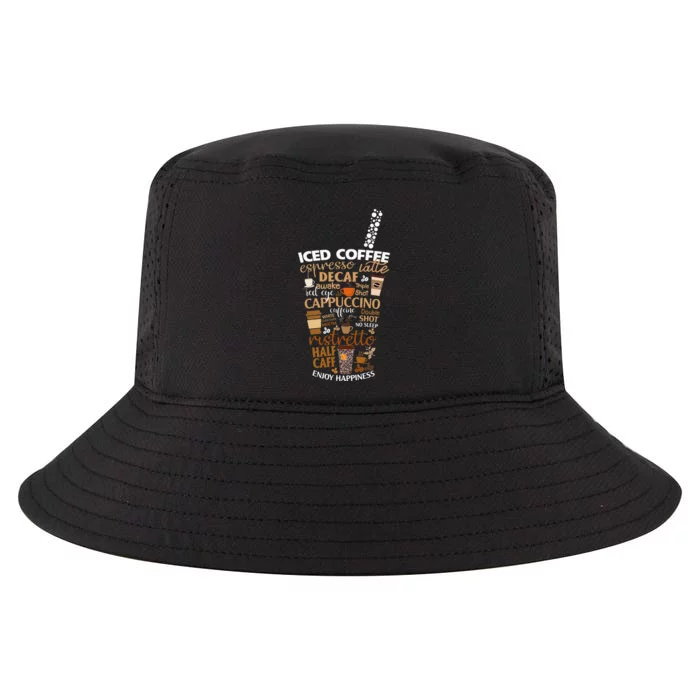 Iced Coffee Cup Coffee Lover But First Coffee Espresso Latte Cool Comfort Performance Bucket Hat