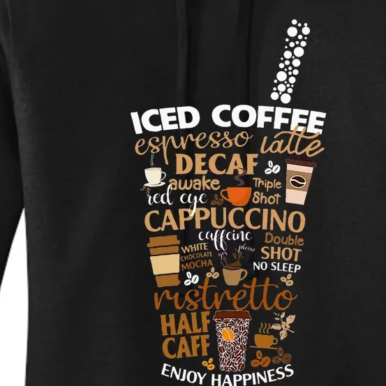 Iced Coffee Cup Coffee Lover But First Coffee Espresso Latte Women's Pullover Hoodie