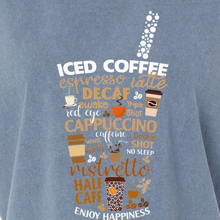 Iced Coffee Cup Coffee Lover But First Coffee Espresso Latte Garment-Dyed Women's Muscle Tee