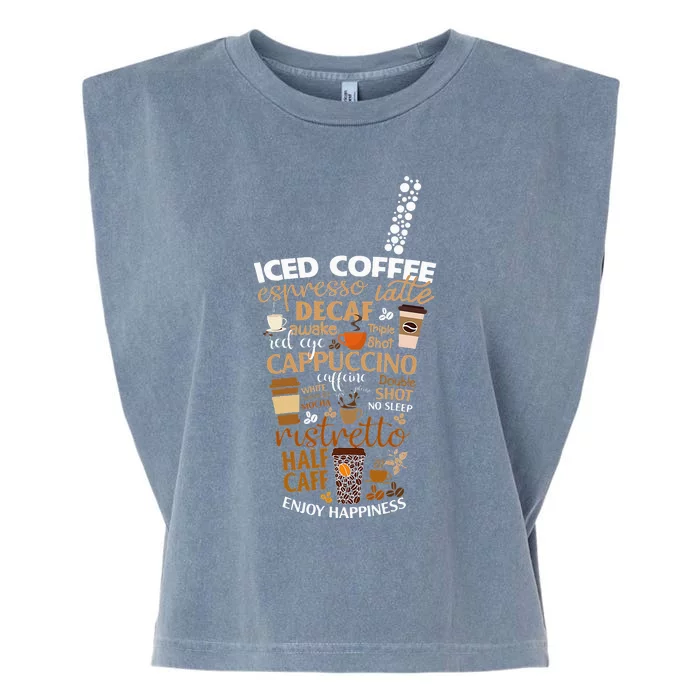 Iced Coffee Cup Coffee Lover But First Coffee Espresso Latte Garment-Dyed Women's Muscle Tee