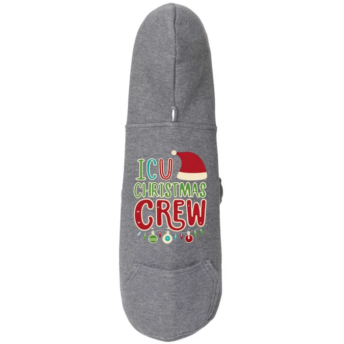 Icu Christmas Crew Funny Santa Nurses Doctors Holiday Design Gift Doggie 3-End Fleece Hoodie