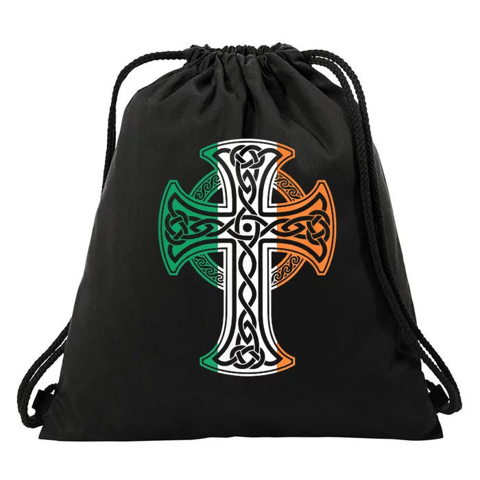 Irish Celtic Cross Christ Celtic Knot Ireland Flag Shamrock Drawstring Bag