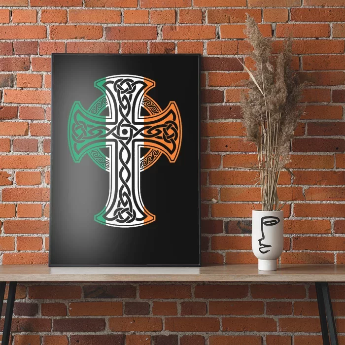 Irish Celtic Cross Christ Celtic Knot Ireland Flag Shamrock Poster