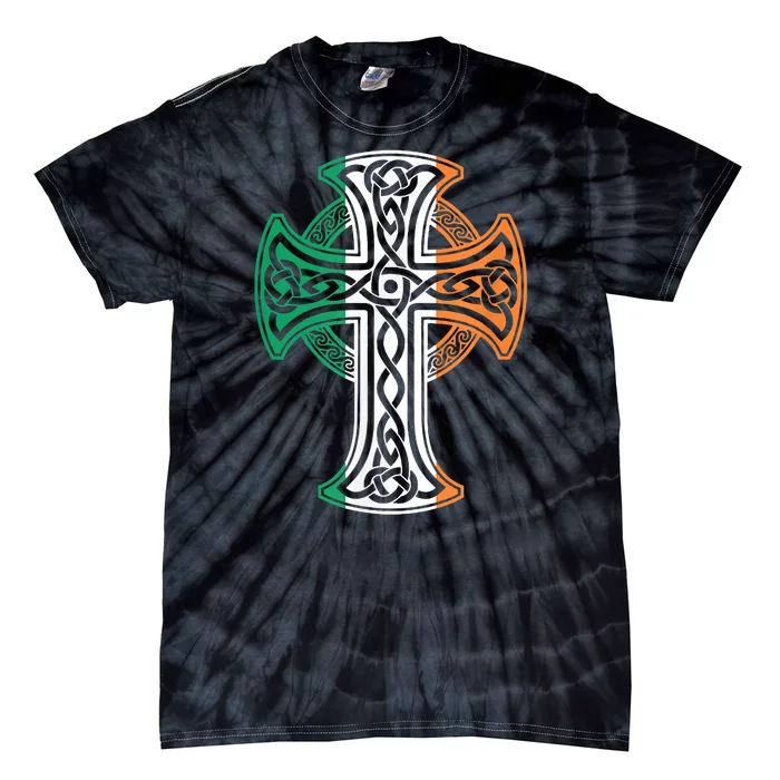 Irish Celtic Cross Christ Celtic Knot Ireland Flag Shamrock Tie-Dye T-Shirt