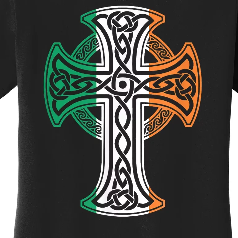 Irish Celtic Cross Christ Celtic Knot Ireland Flag Shamrock Women's T-Shirt