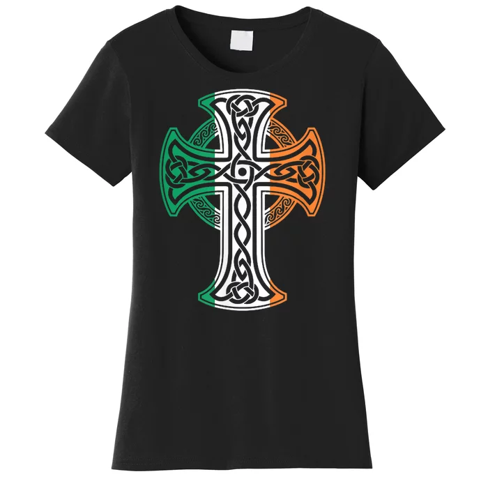 Irish Celtic Cross Christ Celtic Knot Ireland Flag Shamrock Women's T-Shirt