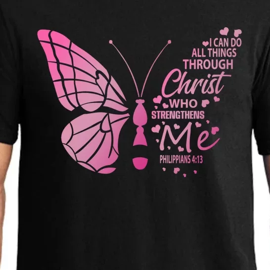 I Can Do All Things Through Christ Religous Bible Butterfly Funny Gift Pajama Set