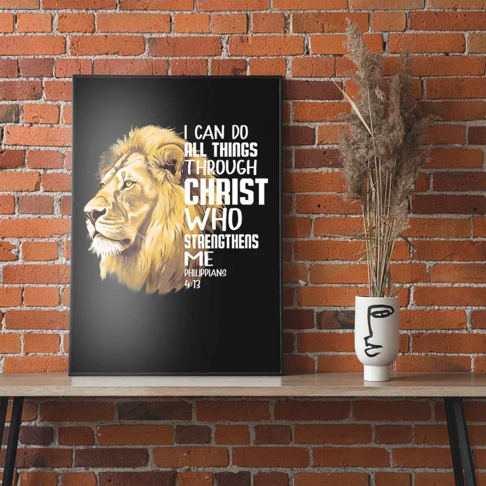 I Can Do All Things Through Christ Christian Lion Faith Poster