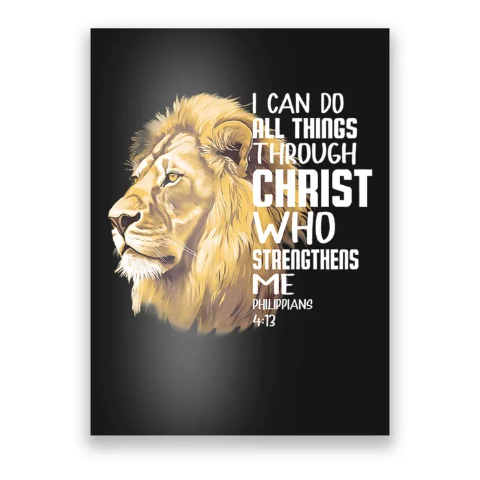 I Can Do All Things Through Christ Christian Lion Faith Poster