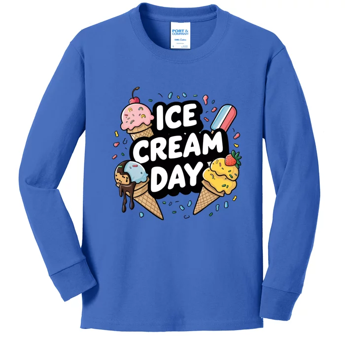 Ice Cream Day 2024 Ice Cream Ice Cream Funny Gift Kids Long Sleeve Shirt