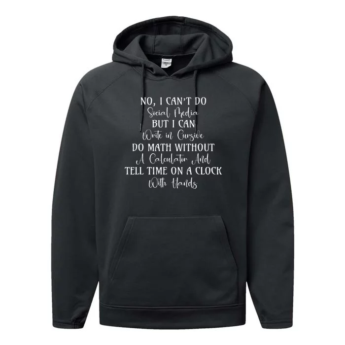 I CanT Do Social Media Hilarious Quotes Performance Fleece Hoodie