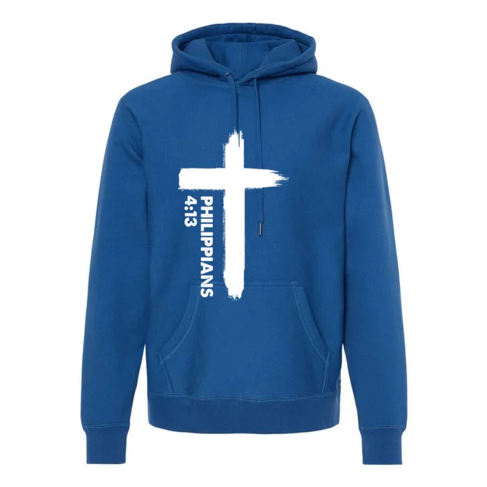 I Can Do All Things Through Christ Front And Back Cross Print Gift Premium Hoodie