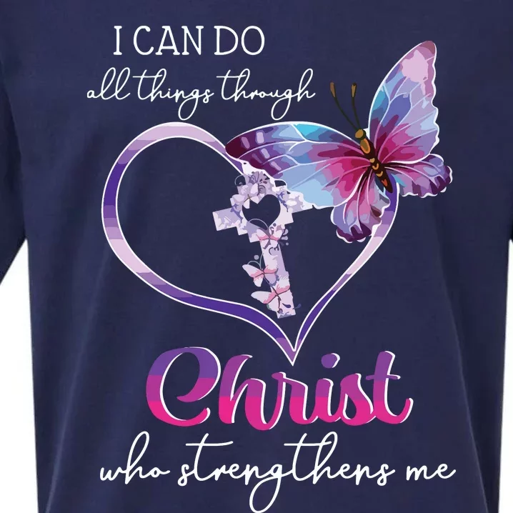 I Can Do All Things Through Christ Butterfly Art Easter Day Sueded Cloud Jersey T-Shirt