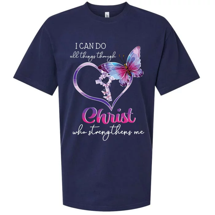 I Can Do All Things Through Christ Butterfly Art Easter Day Sueded Cloud Jersey T-Shirt