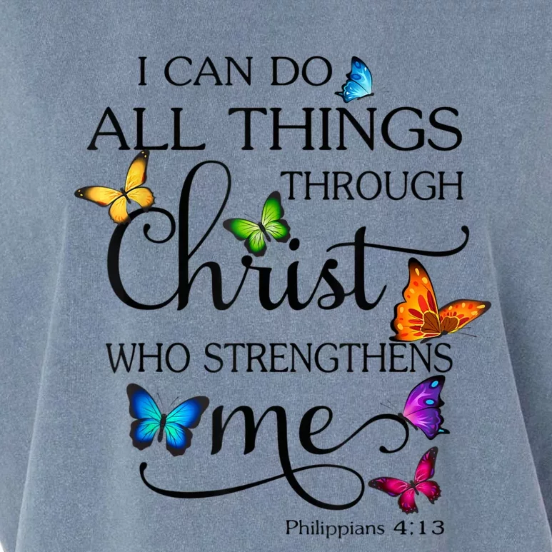 I Can Do All Things Through Christ Butterfly Art Religious Garment-Dyed Women's Muscle Tee