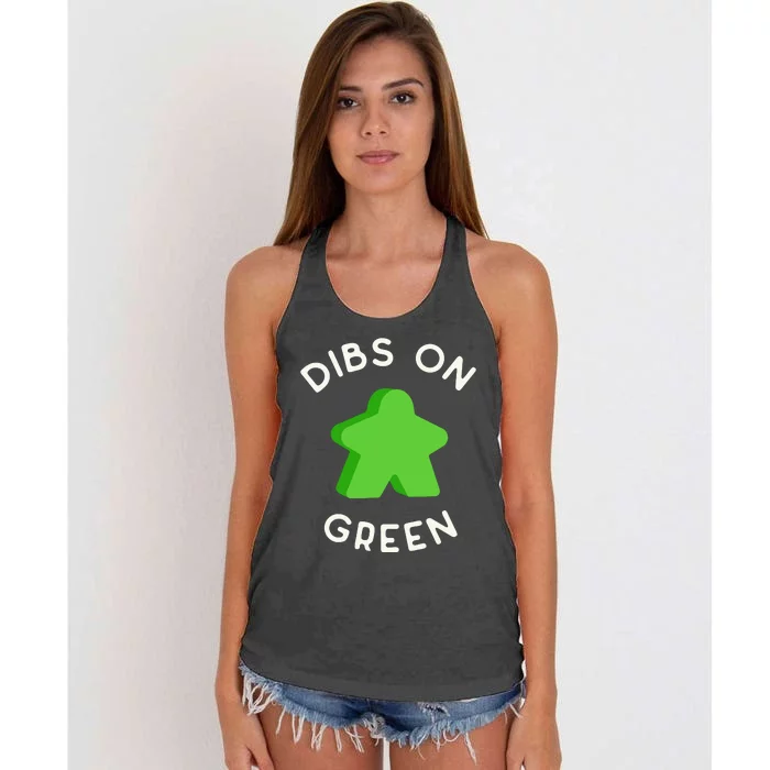 I Call Dibs On That Green Meeple Coz I Always Play Green! Women's Knotted Racerback Tank