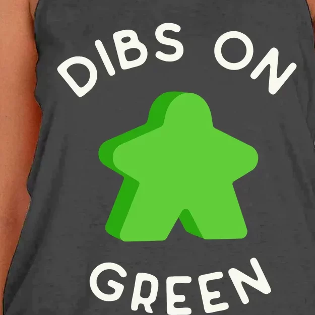 I Call Dibs On That Green Meeple Coz I Always Play Green! Women's Knotted Racerback Tank