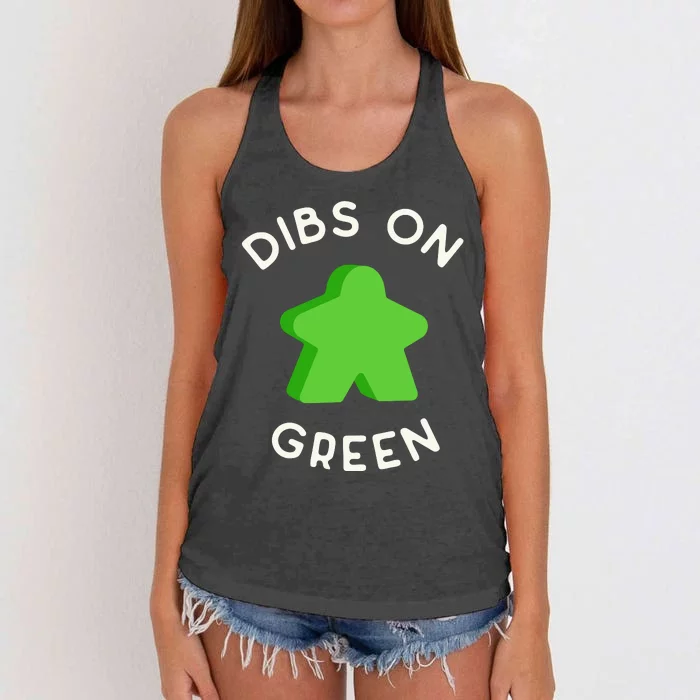 I Call Dibs On That Green Meeple Coz I Always Play Green! Women's Knotted Racerback Tank