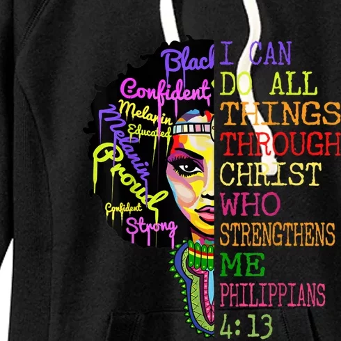 I Can Do All Through Christ Black Woman Faith Women's Fleece Hoodie