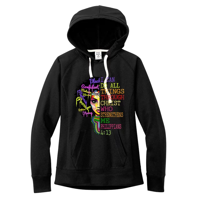 I Can Do All Through Christ Black Woman Faith Women's Fleece Hoodie