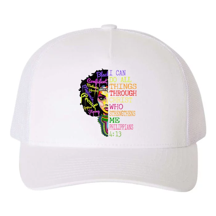 I Can Do All Through Christ Black Woman Faith Yupoong Adult 5-Panel Trucker Hat