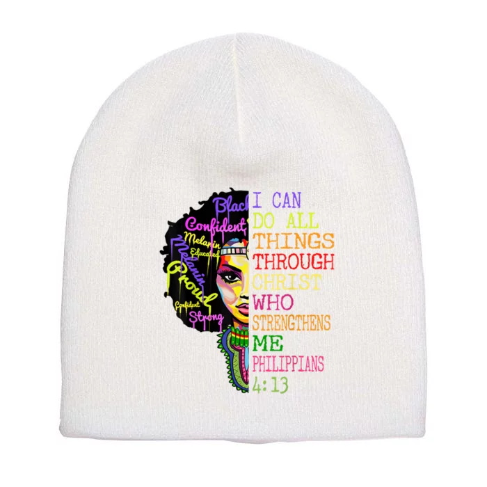 I Can Do All Through Christ Black Woman Faith Short Acrylic Beanie