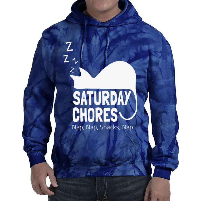 International Cat Day Saturday Chores Cat Nap Tie Dye Hoodie