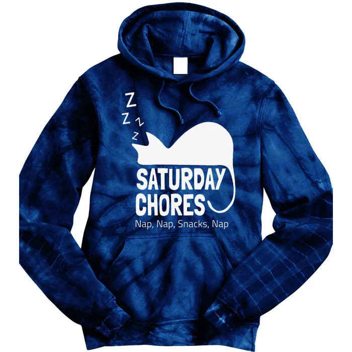 International Cat Day Saturday Chores Cat Nap Tie Dye Hoodie